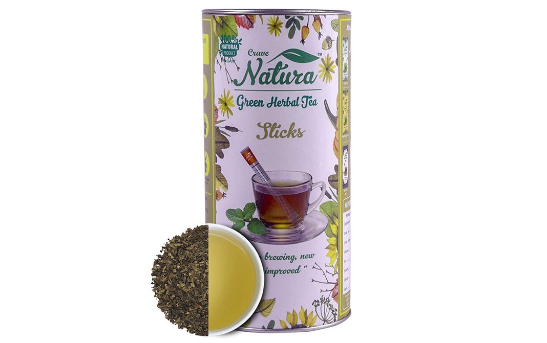 Crave Natura Green Herbal Tea Sticks    Container  40 grams